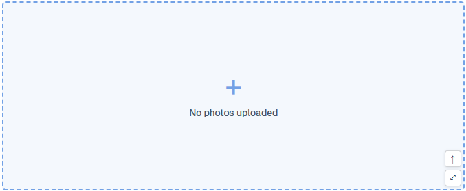 Report Editor canvas with a Part Block Photos dashed upload area labeled No photos uploaded